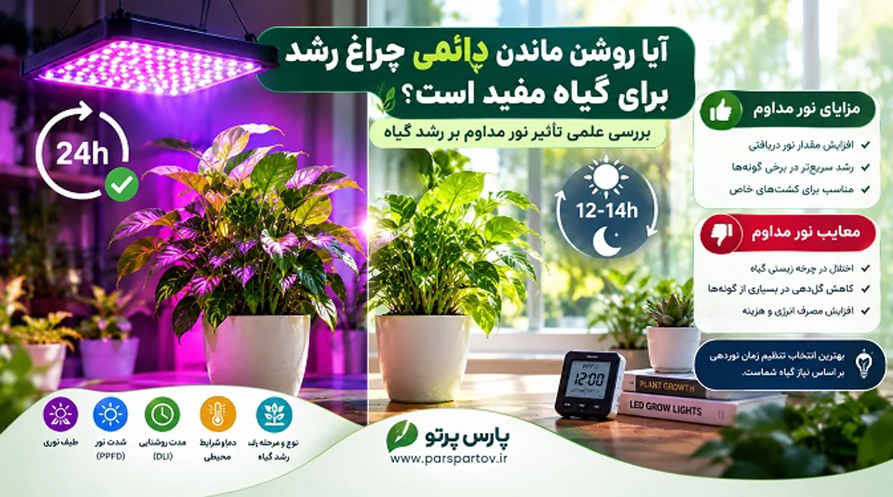 آیا روشن ماندن دائمی چراغ رشد برای گیاه مفید است؟